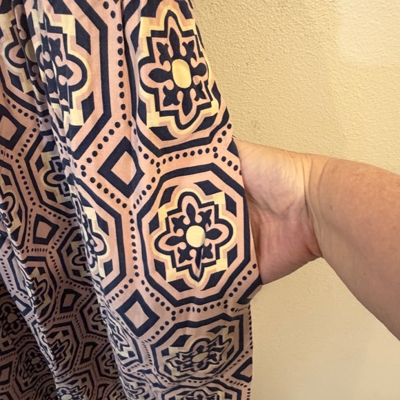 Anthropologie Lilka Navy and Cream Geometric Strap Maxi Dress - Picture 6 of 11